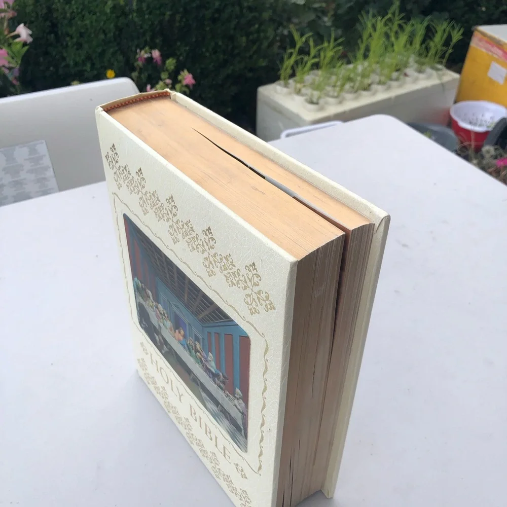Holy Bible Cream with Gold Embossed Cover Home Health Education 1976